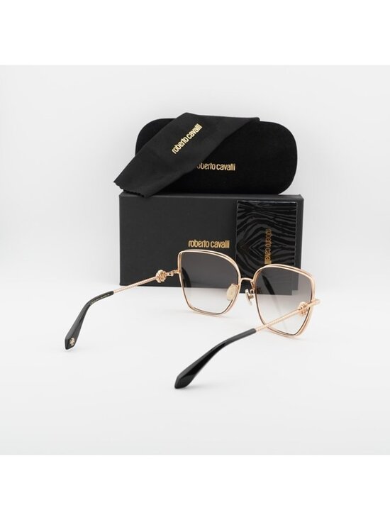 Roberto Cavalli SRC079M 8FCG Sunglasses Gold Butterfly Frame, Brown Lenses main image 9